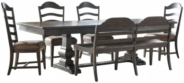 Liberty Furniture Paradise Valley 6-Piece Saddle BrownTobacco Trestle Dining Set-0