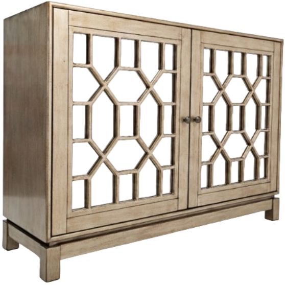 Jofran Inc. Casa Bella Gold/Silver 2-Door Mirrored Cabinet-0