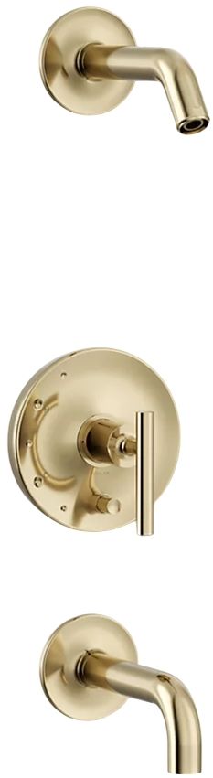 KOHLER® Purist® Rite-Temp® Vibrant French Gold .38" Bath and Shower Trim Kit with Push-Button Diverter and Lever Handle-0