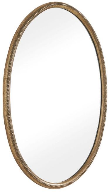 Uttermost® Ellis Antique Brass Beaded Oval Mirror-4