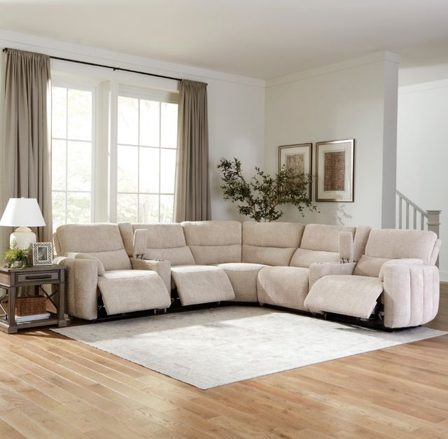 Parker House® Modesto 7-Piece Buttercream Power Reclining Sectional with with Power Headrest-1