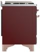 Ilve® Majestic III 36" Burgundy Pro Style Dual Fuel Liquid Propane Range with Solid Door and Copper Trim-4