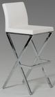 VIG Furniture Dean 2-Piece Chromed/White Modern Leatherette Bar Stool Set-0