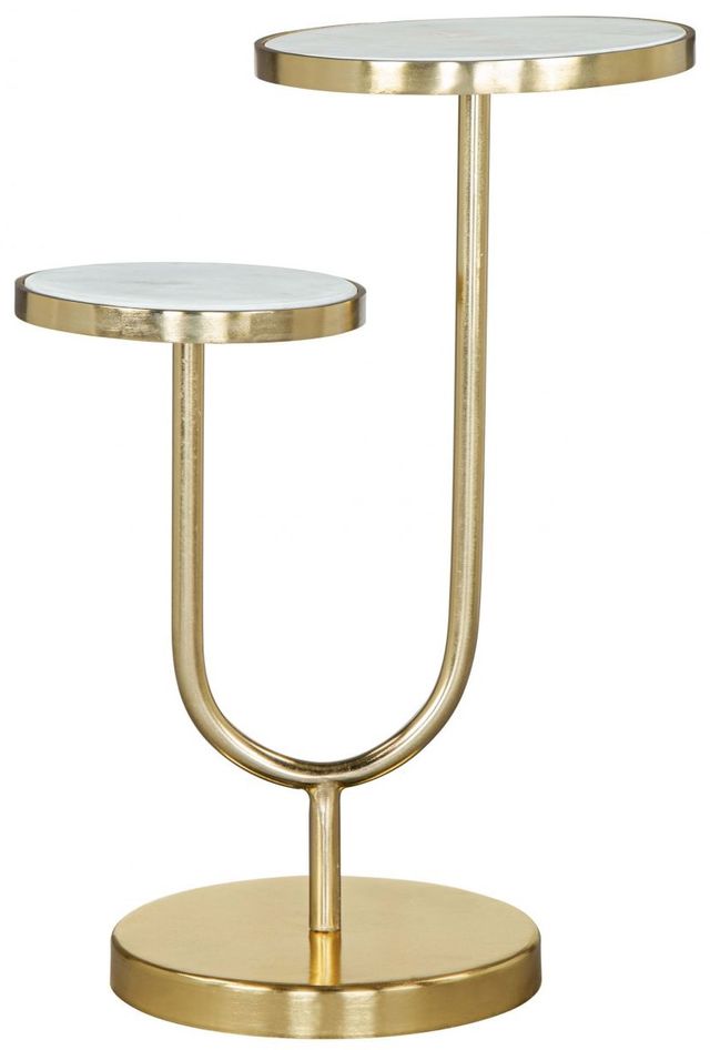 Zuo® Modern Marc White Mable Top Side Table with Gold Base-0