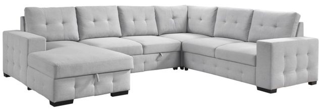 Mazin Furniture Geneva 4-Piece Light Gray Left-Arm Facing Pullout Sleeper Sectional and Storage Chaise-2