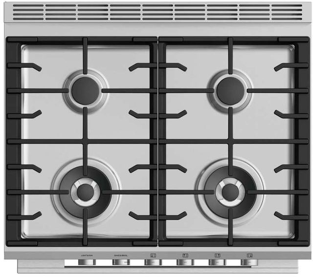 Fisher & Paykel 30" Brushed Stainless Steel with Black Glass Pro Style Natural Gas Range-2