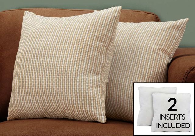 Monarch Specialties Inc. Set of 2 Dark Taupe Pillow-0
