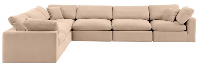 Meridian Furniture Comfy 6-Piece Beige Velvet Sectional -1