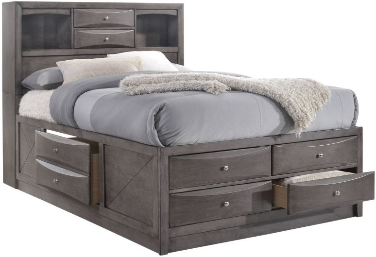 Elements International Emily Gray Queen Storage Bed | Midwest