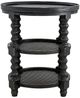A & B Home Hilton Head Three Tiered Black Wooden Side Table with Rattan Shelves-0