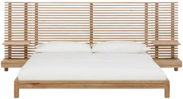 Modus Furniture Tanner Flaxen Wall California King Panel Bed with Integrated Nightstands-2