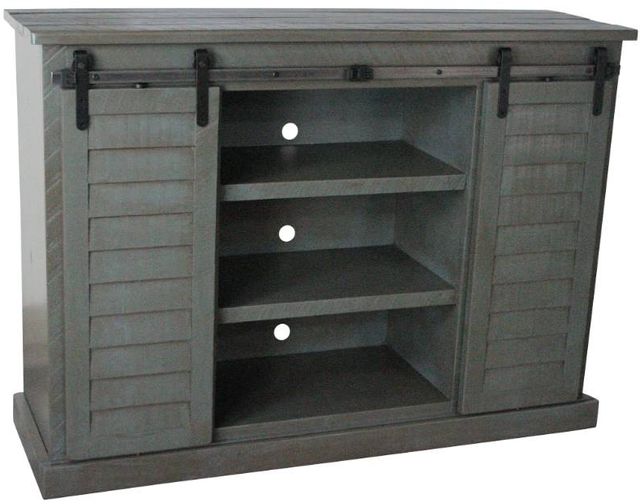 American Heartland Manufacturing Rustic Dark Blue Tall Provincial Shutter TV Stand-0