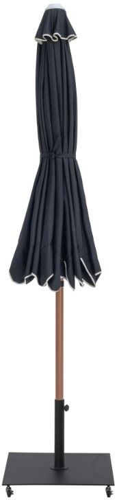 Meridian Furniture Amalfi Black/Matte Black/Teak Aluminum Outdoor Patio Umbrella and Base-1