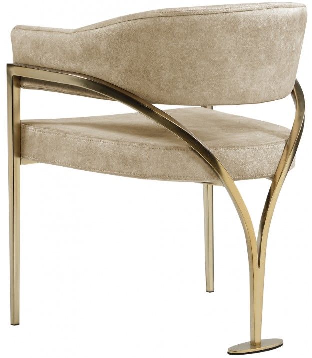 Meridian Furniture Madelyn Beige/Brushed Brass Velvet Dining Chair-2