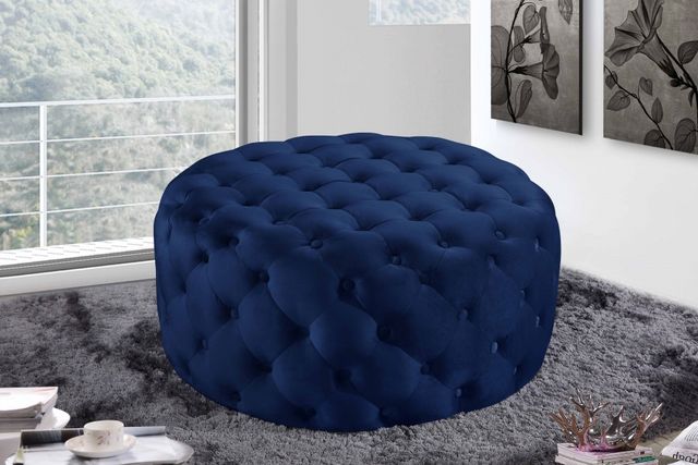 Meridian Furniture Addison Navy Velvet Ottoman-1