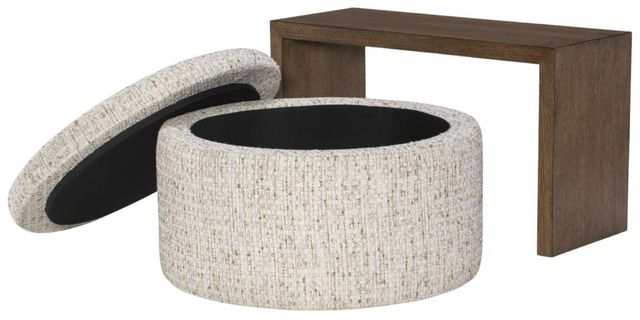 Legacy Classic Solana Biscotti/Warm Oak Mohave Storage Ottoman with Wood Top Overlay-3
