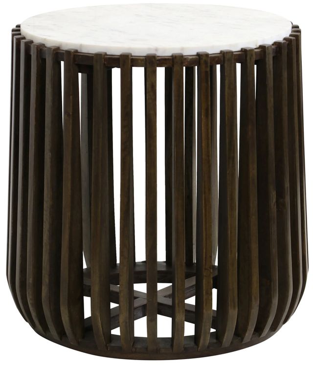 Stylecraft Jackobean White End Table with Brown Base-0
