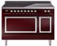 Ilve® Nostalgie II Noblesse 48'' Burgundy Pro Style Induction Range with Chrome Trim-0