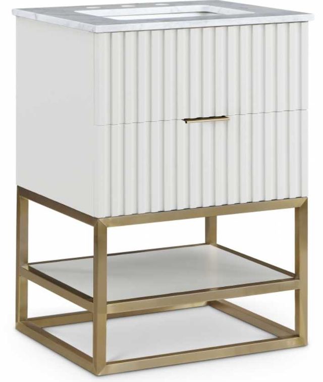 Meridian Furniture Monad Brushed Gold/White 24" Bathroom Vanity-0