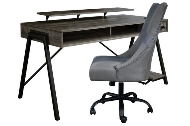 Signature Design by Ashley® Barolli 2-Piece Gunmetal Office Desk Set-0