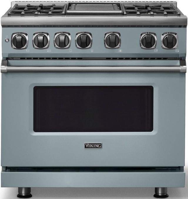 Viking® 7 Series 36" November Sky Pro Style Dual Fuel Range with Griddle-0