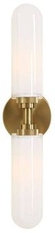 Uttermost® Wellsville Glass 2-Light Sconce with Warm Brass Accent-0