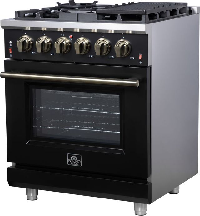 FORNO® Massimo Series Alta Qualita 30" Black Pro Style Gas Range-3
