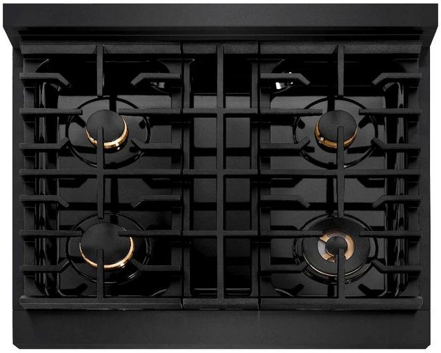 ZLINE Autograph Edition Paramount 30" Black Stainless Steel Pro Style Dual Fuel Range with Champagne Bronze Accents-3