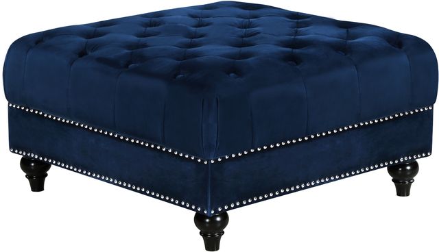 Meridian Furniture Sabrina Navy Velvet Ottoman-0