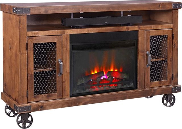 aspenhome® Industrial Fruitwood 62" Highboy Fireplace Console-0