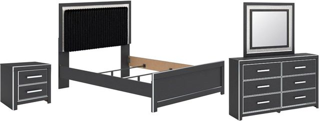 Signature Design by Ashley® Zuraleus 4-Piece Black Queen Upholstered Panel Bedroom Set-0