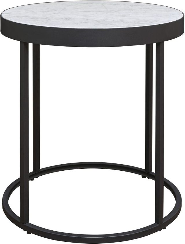 Signature Design by Ashley® Windron White End Table with Black Metal Base-1