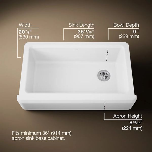 KOHLER® Riverby® White 36" Undermount Single-Bowl Farmhouse Workstation Kitchen Sink-2