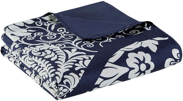 Olliix by Madison Park Vienna 6 Piece Indigo Full/Queen Printed Duvet Cover Set-3