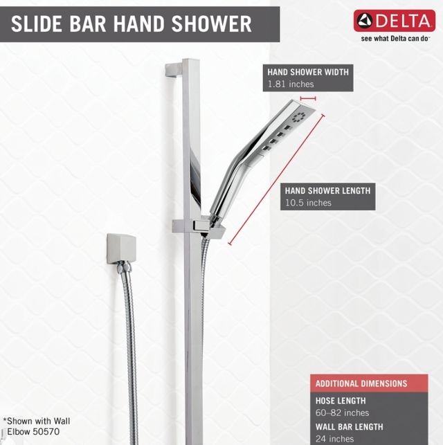 Delta Universal Showering Chrome H2Okinetic® Slide Bar Hand Shower-3