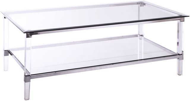 Mazin Furniture Lyrica Glass Top Rectangle Coffee Table with Chrome Base -0