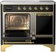 Ilve® Majestic III 40" Glossy Black Pro Style Induction Range with Solid Door and Brass Trim-3
