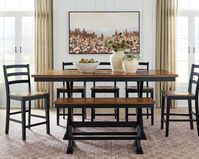 Signature Design by Ashley® Wildenauer Black/Brown Large Counter Dining Bench-3