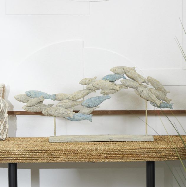 Deco Marche Light Blue Polystone Fish Sculpture-4