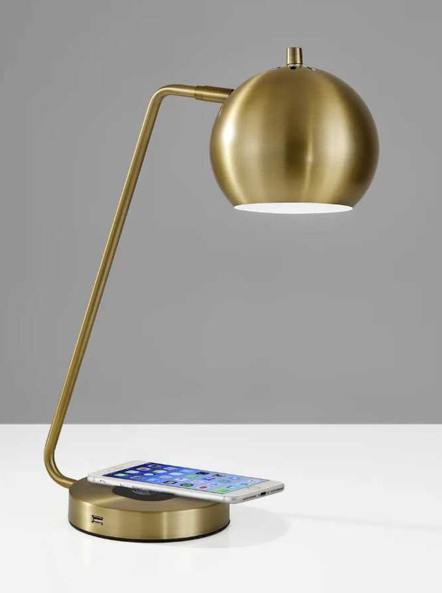 Adesso® Emerson Antique Brass AdessoCharge Table Lamp-3