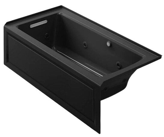 KOHLER® Archer® Black 60" x 30" Alcove Whirlpool Bath with Bask® Heated Surface - Left Drain-0