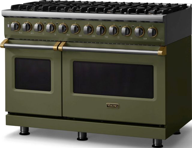 Viking® 5 Series 48" Martini Pro Style Dual Fuel (LP) Range with Brushed Brass Trim-3