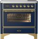 Ilve® Majestic III 36" Midnight Blue Pro Style Induction Range with Triple Glass Door and Brass Trim-0