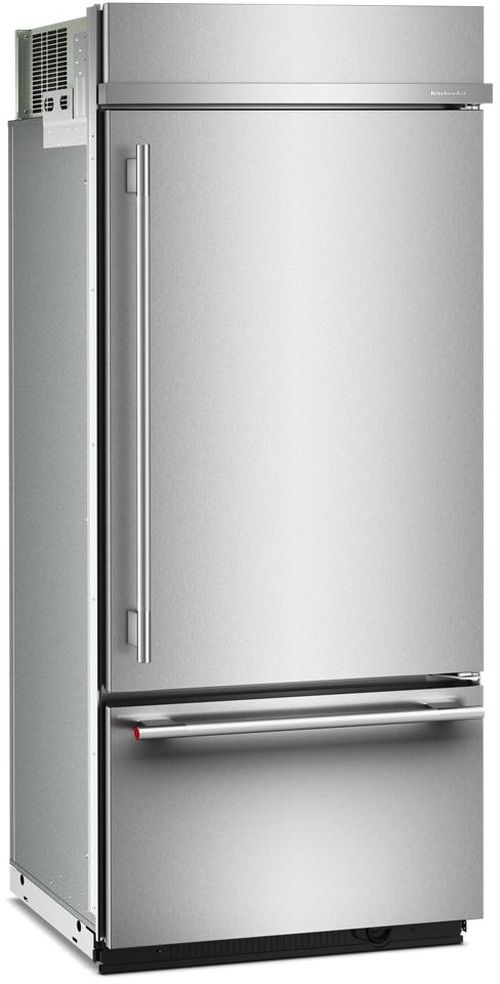 KitchenAid® 36” 20.9 Cu. Ft. PrintShield™ Stainless Steel Right Hinge Built In Bottom Freezer Refrigerator-2