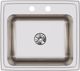 Elkay Lustertone® Classic Lustrous Satin 22" x 19-1/2" x 10-1/8" 2-Hole Single Bowl Drop-In Sink with Perfect Drain®-1