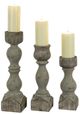 A & B Home 3-Piece Antique Gray Resin Vintage Column Design Pillar Holder Set-0