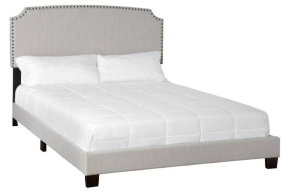 Bernards Amy Beige Upholstered King Panel Bed in a Box-0