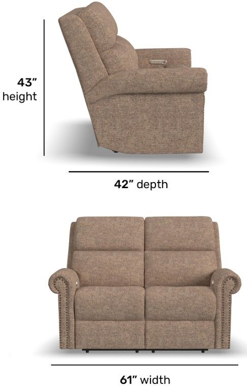 Flexsteel® Customizable Bernard Fabric Power Reclining Loveseat with Headrest and Lumbar-2