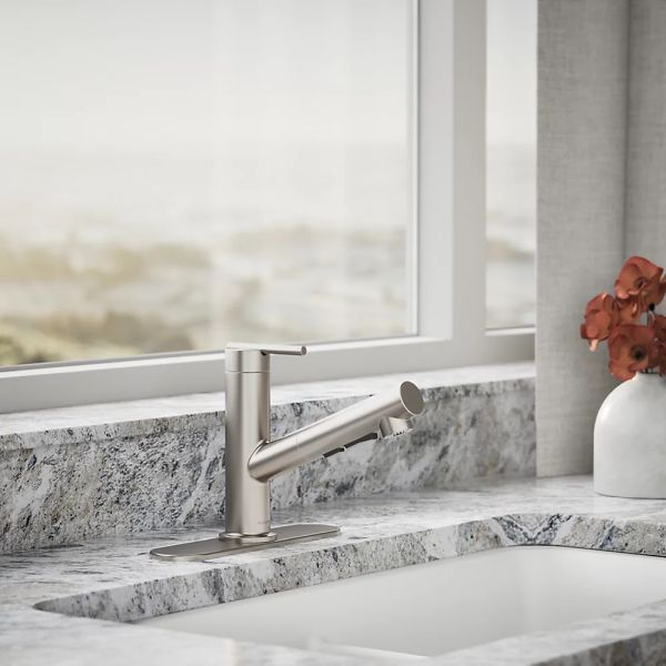 KOHLER® Crue® Vibrant Stainless Kitchen Sink Faucet with 3-Function Sprayhead-1