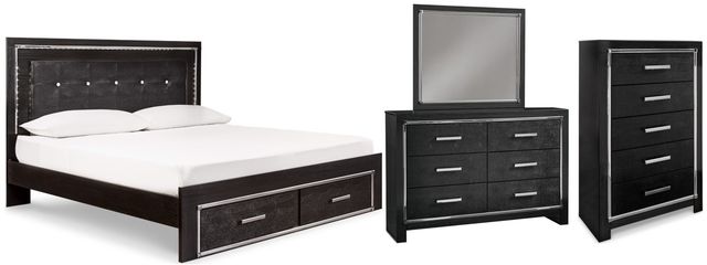 Signature Design by Ashley® Kaydell 4-Piece Black King Storage Panel Bed Set-0
